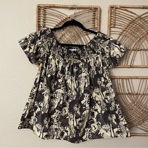 Ari South Asian Hawaiian Off The Shoulder Top Artsy Boho Geisha Sz M B24